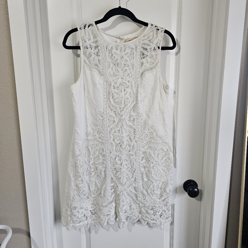 Anthropologie Elegant White Lace Dress